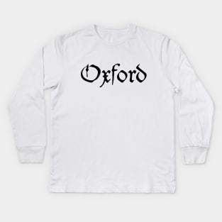 Medieval Calligraphy Oxford Black Lettering Kids Long Sleeve T-Shirt